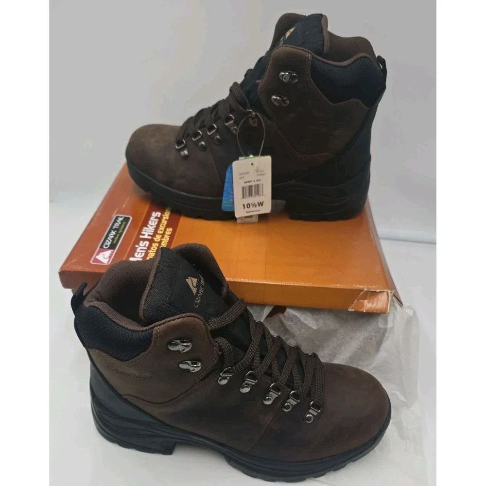 Mens Brown Leather Sneakers Size 10.5 Ozark Trail Hiking Shoes NEW